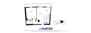 Harbourview Apartments 1-bedroom, 1-bath layout variation C in Oakville, ON