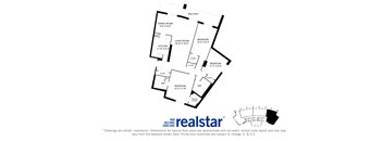 Harbourview Apartments 3-bedroom, 2-bath layout variation A in Oakville, ON