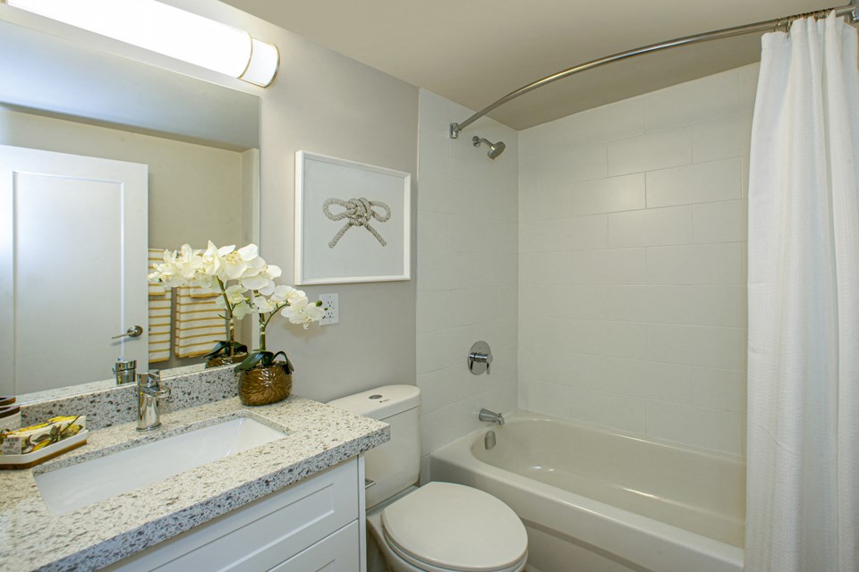 Harbourview Apartments bathroom featuring modern finishes in Oakville, ON