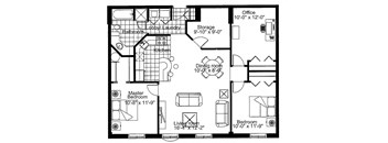 Two bedroom den, one bathroom apartment layout at Heritage Lofts I in Gatineau, QC