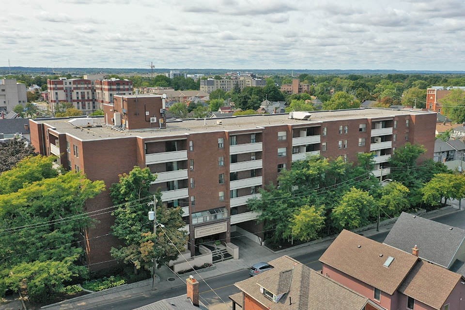 Front exterior of Hillcrest Terrace in St. Catharines, ON