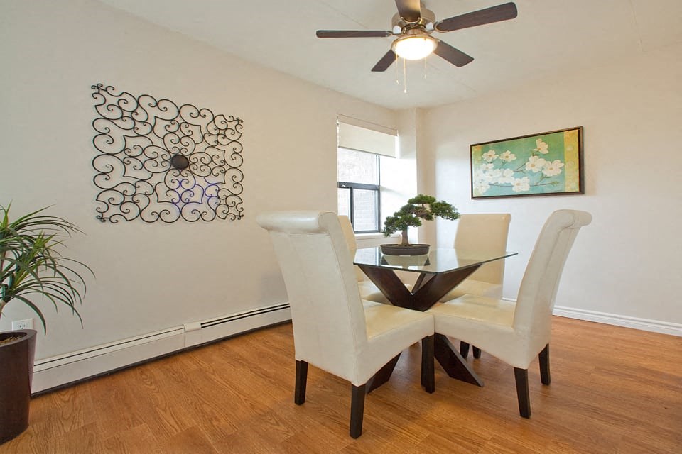 Dining room with ceiling room at Hillcrest Terrace in St. Catharines, ON