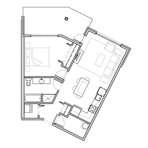 Hoylake Apartments 1 bedroom, 1 bathroom  floor plan variation B in Victoria, BC