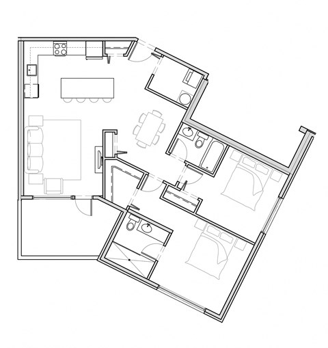 Hoylake Apartments 2 bedroom, 2 bathroom floor plan variation C in Victoria, BC