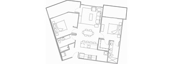 Hoylake Apartments 2 bedroom, 2 bathroom floor plan variation D in Victoria, BC