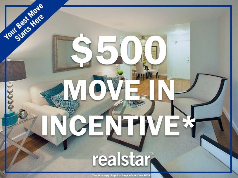 a 500 move in incentive in a living room