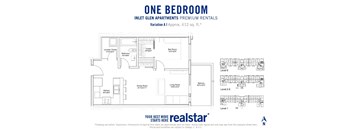 Inlet Glen Apartments in Port Moody, BC 1 bed 1 bath floor plan A