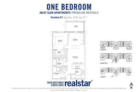 Inlet Glen Apartments in Port Moody, BC 1 bed 1 bath floor plan B