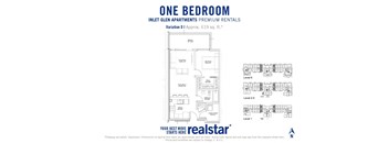 Inlet Glen Apartments in Port Moody, BC 1 bed 1 bath floor plan D