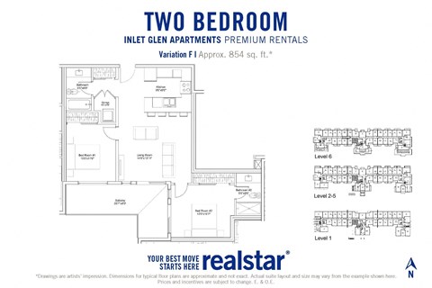 Inlet Glen Apartments in Port Moody, BC 2 bed 2 bath floor plan F