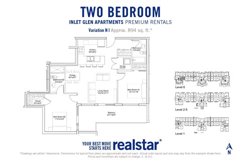 Inlet Glen Apartments in Port Moody, BC 2 bed 2 bath floor plan N