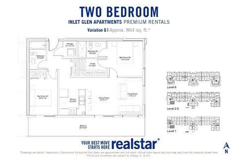Inlet Glen Apartments in Port Moody, BC 2 bed 2 bath floor plan Q