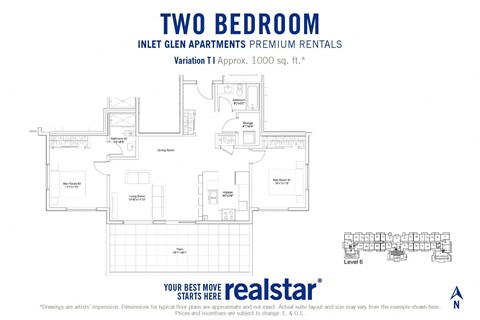 Inlet Glen Apartments in Port Moody, BC 2 bed 2 bath floor plan T