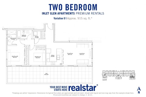 Inlet Glen Apartments in Port Moody, BC 2 bed 2 bath floor plan U