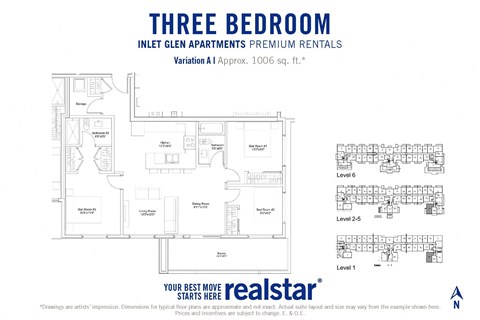 Inlet Glen Apartments in Port Moody, BC 3 bed 2 bath floor plan A
