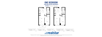 a floor plan of one bedroom one bathroom unit junction factory apartments in Toronto Ontario