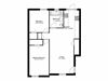 Two bedroom, one bathroom apartment layout at Kelvingrove Apartments in East York, ON