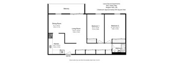 A floor plan of Laura Second Apartments shows the layout of the living and dining areas, kitchen, bathroom, and bedrooms.