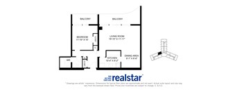La Salle Towers one bedroom, one bathroom variation A layout in Burlington, ON