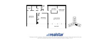 La Salle Towers two bedroom, one bathroom variation A layout in Burlington, ON