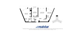 La Salle Towers two bedroom, two bathroom variation A layout in Burlington, ON