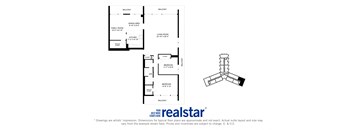 La Salle Towers two bedroom, two bathroom variation B layout in Burlington, ON