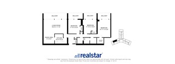 La Salle Towers three bedroom, two bathroom variation A layout in Burlington, ON