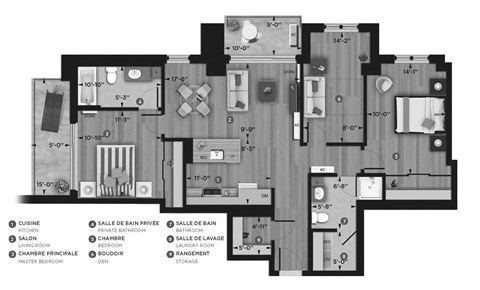 La Voile Pointe-Claire 2 bedroom 2 bathroom apartment floor plan in Pointe Claire, QC