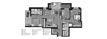 La Voile Pointe-Claire 2 bedroom 2 bathroom apartment floor plan Pointe-Claire, QC