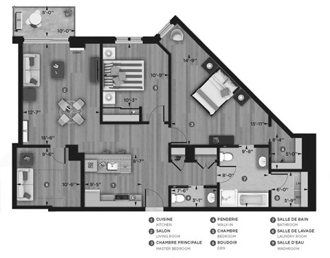 La Voile Pointe-Claire 2 bedroom 2 bathroom apartment floor plan in Pointe Claire, QC