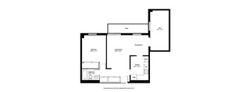 A black and white image of a house floor plan.