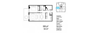 Les Jardins Hauterive in Sherbrooke, QC 1 bed 1 bath floorplan A