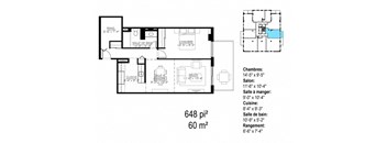 Les Jardins Hauterive in Sherbrooke, QC 1 bed 1 bath floorplan B