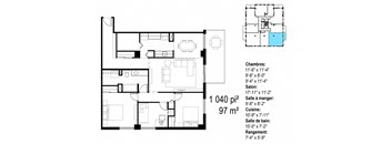 Les Jardins Hauterive in Sherbrooke, QC 3 bed 1 bath floorplan A