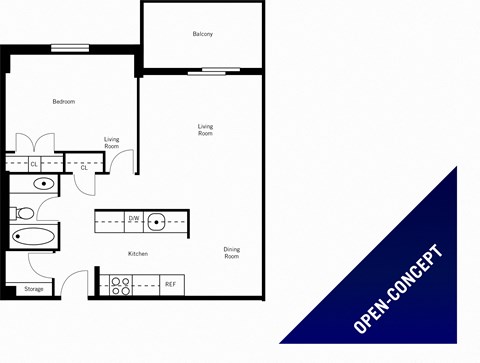Linden Court Apartments 1 bedroom, 1 bathroom open-concept floor plan - variation A in St. Catharines, ON