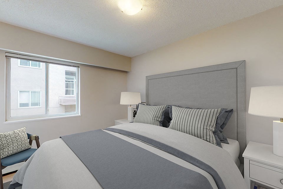 Linwood Court in Burnaby, BC brightly lit bedroom