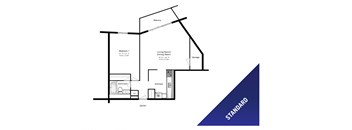 1 bedroom 1 bathroom standard apartment layout at 1450 First Street East in Cornwall Ontario