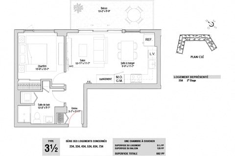 Lumineau in Sherbrooke, QC 1 bed 1 bath floorplan E