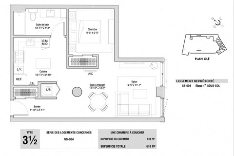 Lumineau in Sherbrooke, QC 1 bed 1 bath floorplan H