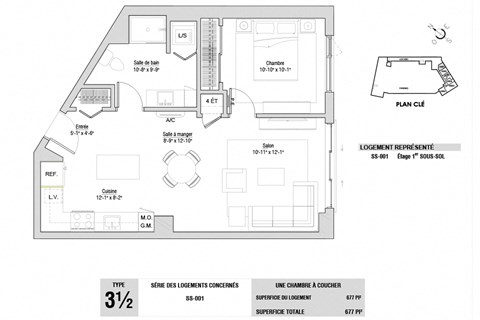 Lumineau in Sherbrooke, QC 1 bed 1 bath floorplan I