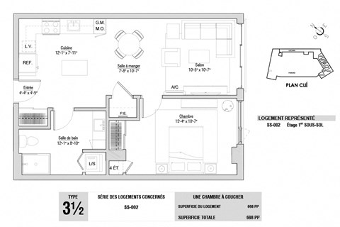 Lumineau in Sherbrooke, QC 1 bed 1 bath floorplan J
