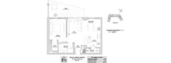 Lumineau in Sherbrooke, QC 1 bed 1 bath floorplan with walk-in closet