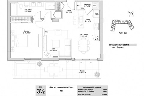 Lumineau in Sherbrooke, QC 1 bed 1 bath floorplan R