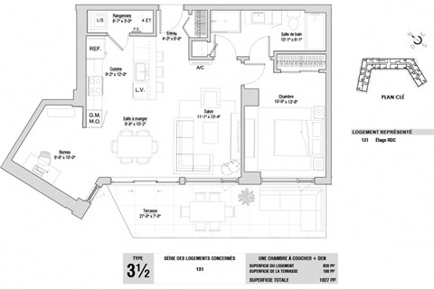 Lumineau in Sherbrooke, QC 1 bed 1 bath floorplan T