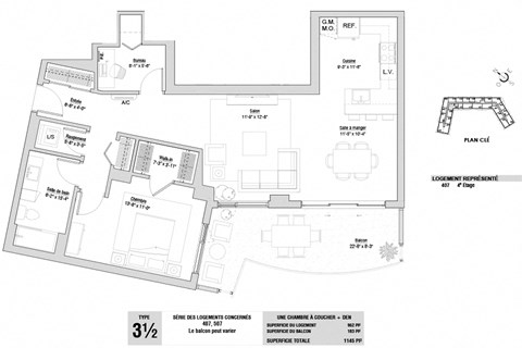 Lumineau in Sherbrooke, QC 1 bed 1 bath floorplan X