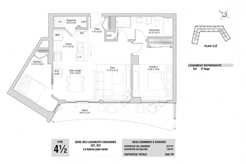 Lumineau in Sherbrooke, QC 2 bed 1 bath floorplan A