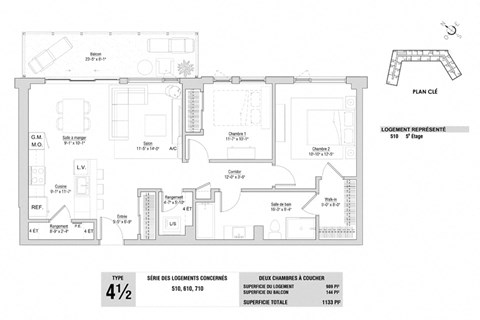 Lumineau in Sherbrooke, QC 2 bed 1 bath floorplan C