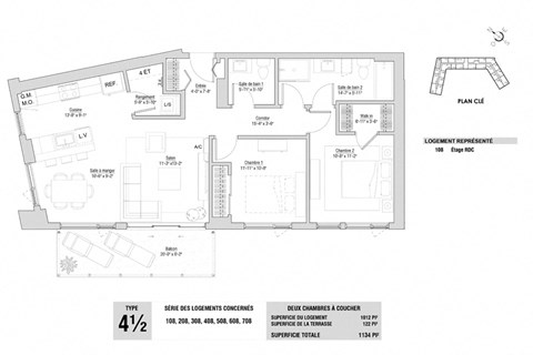 Lumineau in Sherbrooke, QC 2 bed 1 bath floorplan E