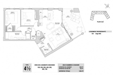 Lumineau in Sherbrooke, QC 2 bed 1 bath floorplan G
