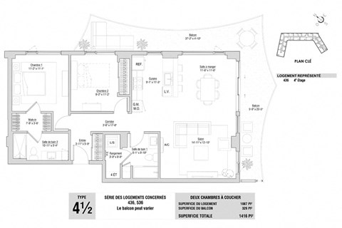 Lumineau in Sherbrooke, QC 2 bed 2 bath floorplan A